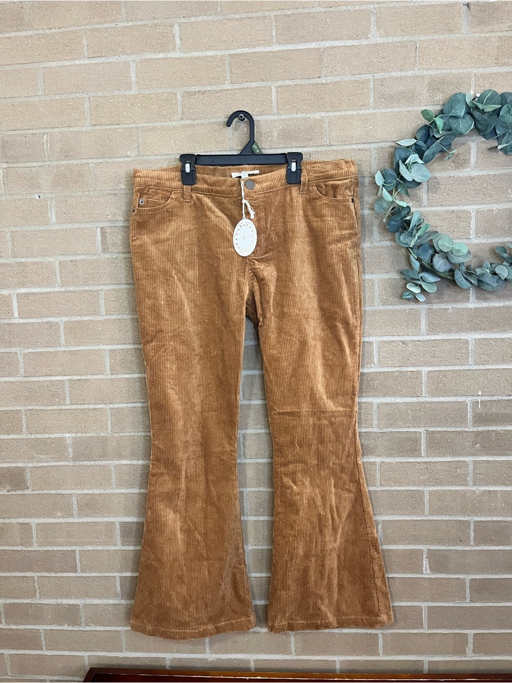 Umgee Corduroy Flare Jeans in Caramel